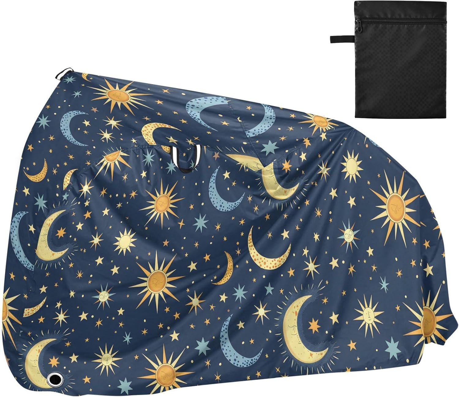 ALAZA Sun Moon Star Starry Sky Bike Cover Waterproof Outdoor Ebike Bicycle Covers Tarp Protection for 1/2 Bikes, Sun UV Dust Wind Proof