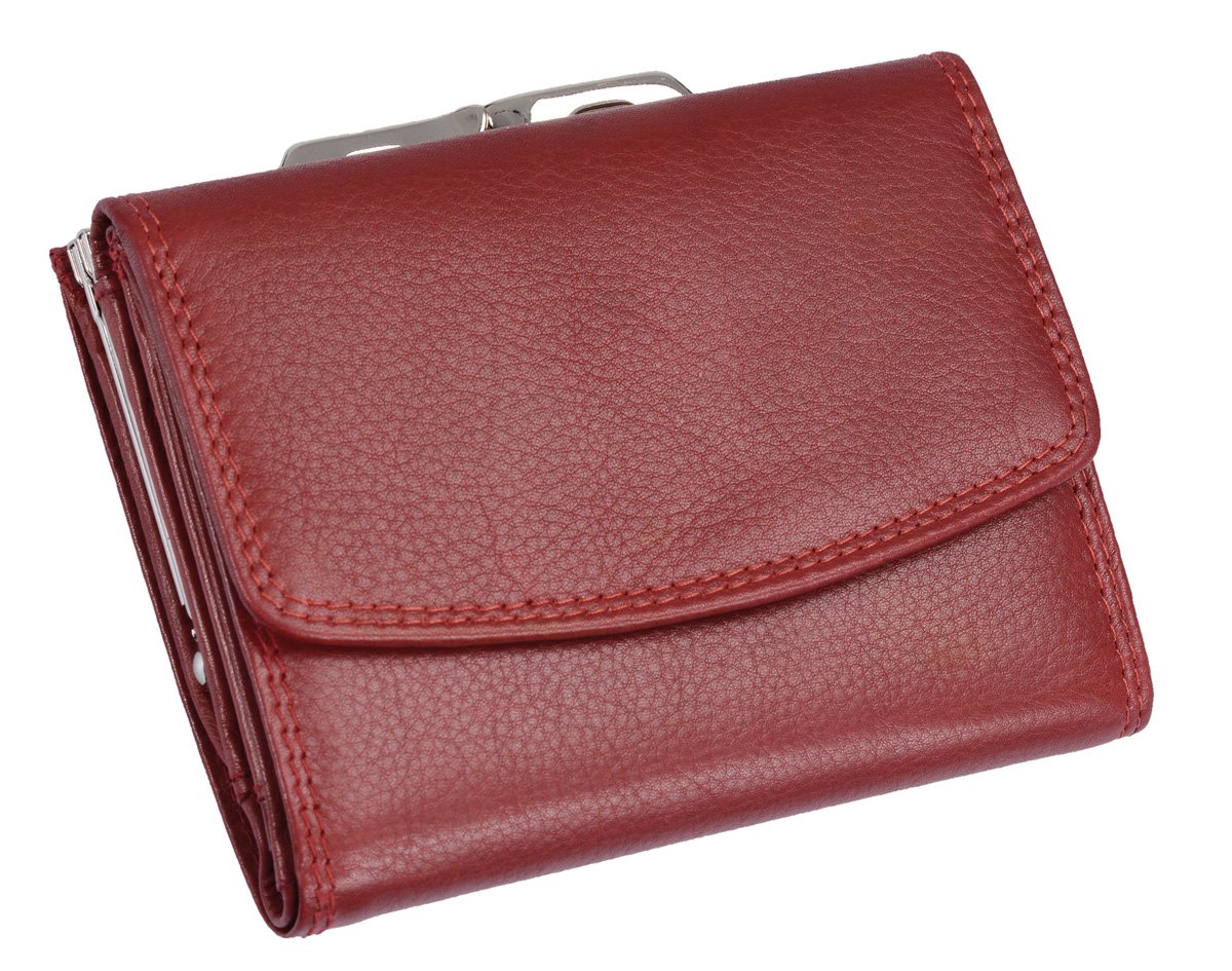 Damenknipsbörse LEMONDO in Echt-Leder, cherry, 10x12cm