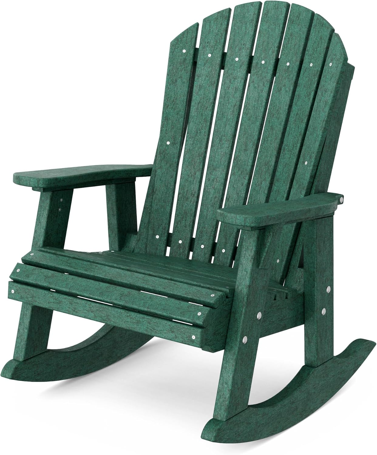 Wildridge Heritage Adirondack Rocking Chair, Turf Green - Outdoor Weather Resistant HDPE Rocking Chair for Patio, Deck, Fire Pit