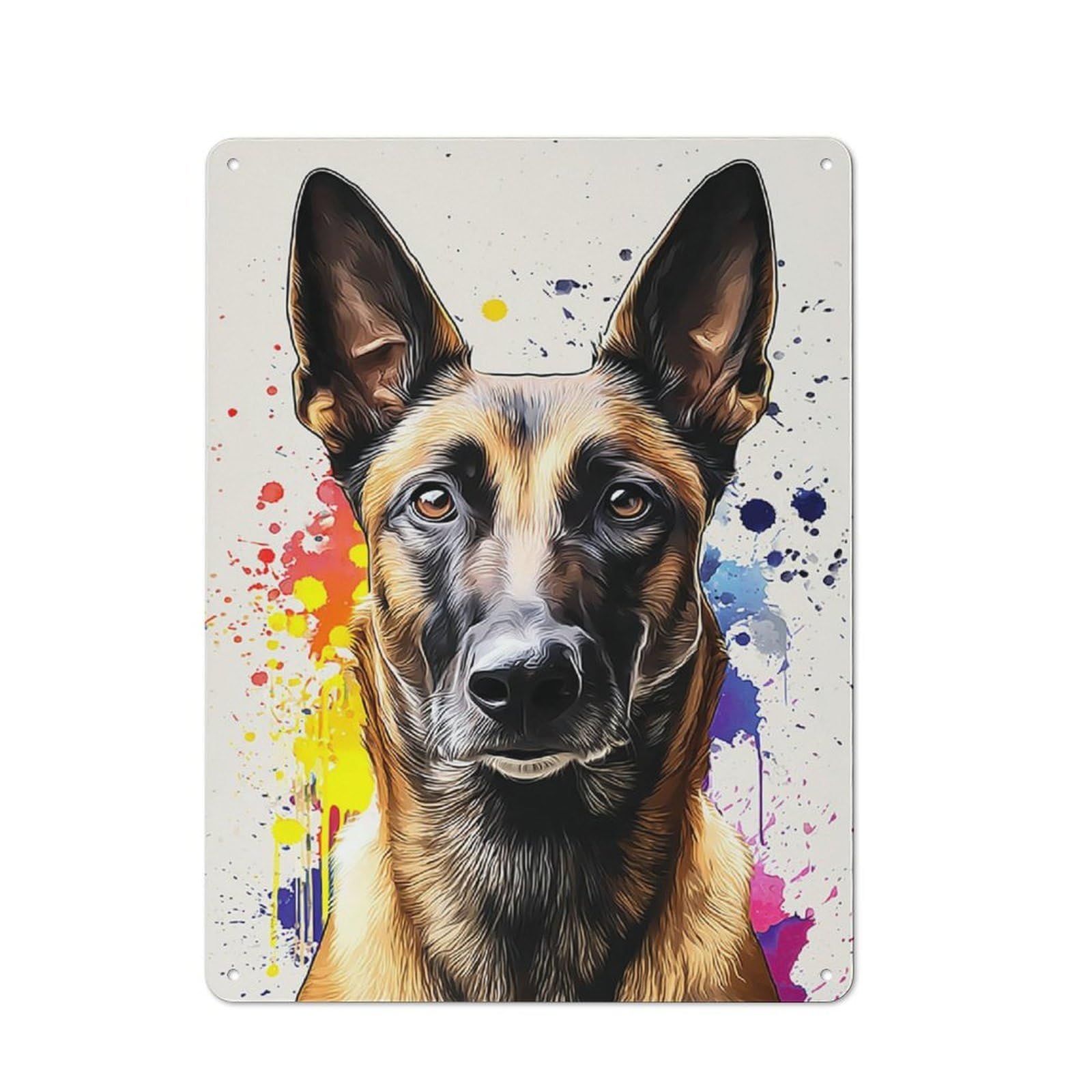Junmoney Colorful Splash Dog Portrait -1 Vintage Cafe Metal Sign 40X30cm Featuring Bistro Wall Plaque For Cafe, Bistro, Bakery Or Restaurant