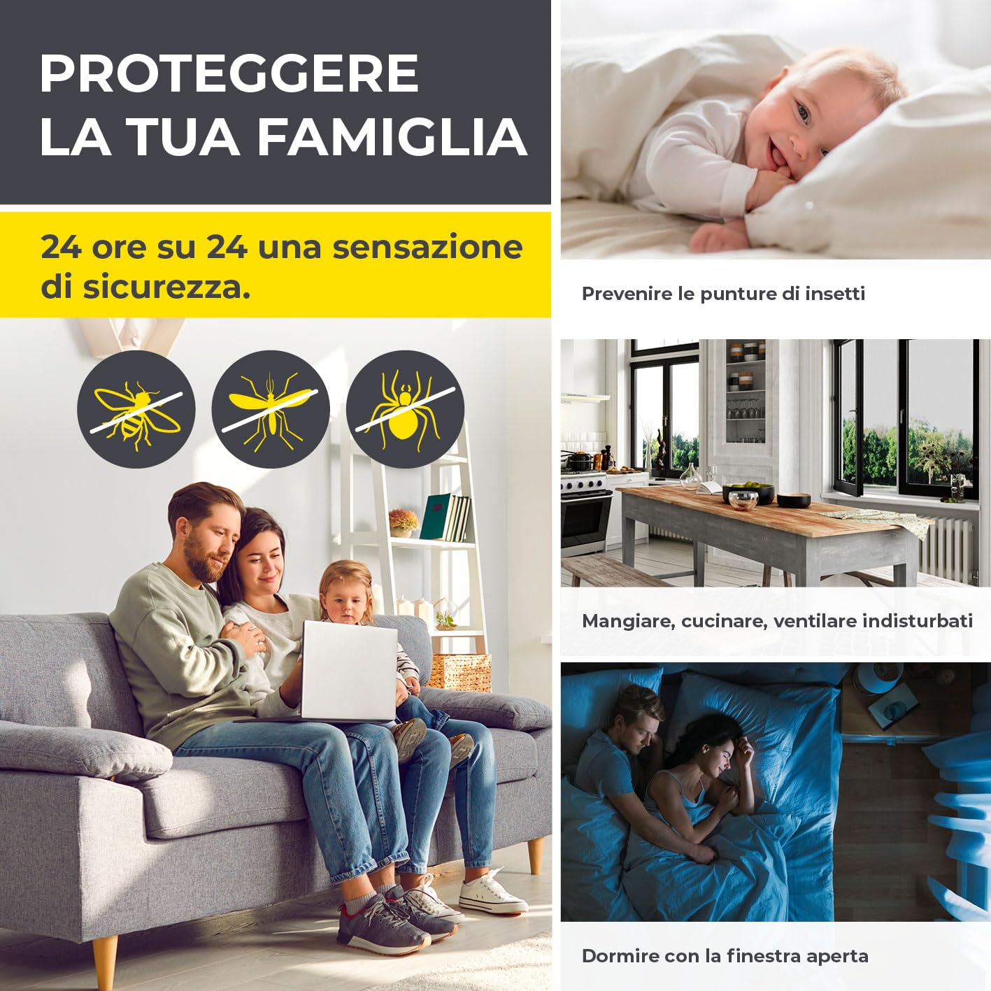 EASYmaxx Insect Protect Zanzariera telescopica | Rete Anti-Insetti per finestre | Con telaio premontato | Estensibile | Rete integrata | Antracite | 1 Pezzo