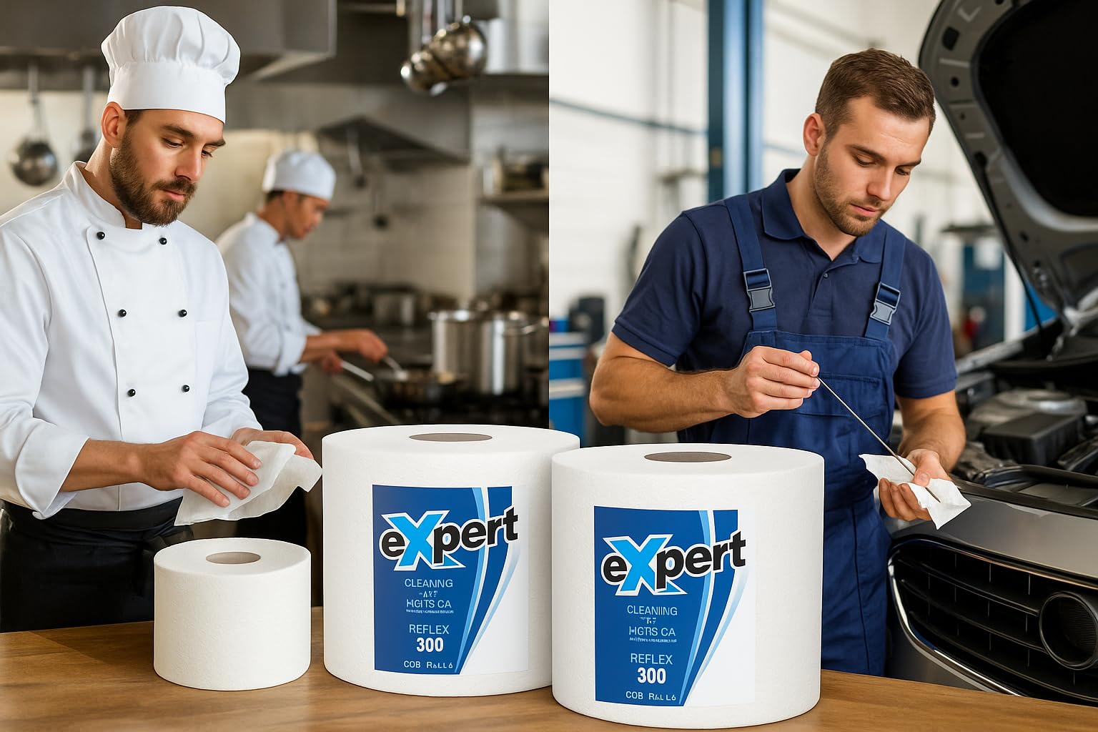 2 Rotoloni Carta Industriale Expert Reflex 800 – 2 Veli Pura Cellulosa, 395 Strappi per Rotolo, Confezione da 2 Bobine da 87 m – Asciugatutto Multiuso Bianco