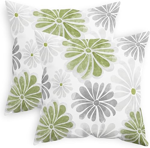 CaliTime Juego de 2 fundas de almohada decorativas de vellón de dos tonos con flores florecientes para sofá, cama, decoración de casa rural, 20 x 20