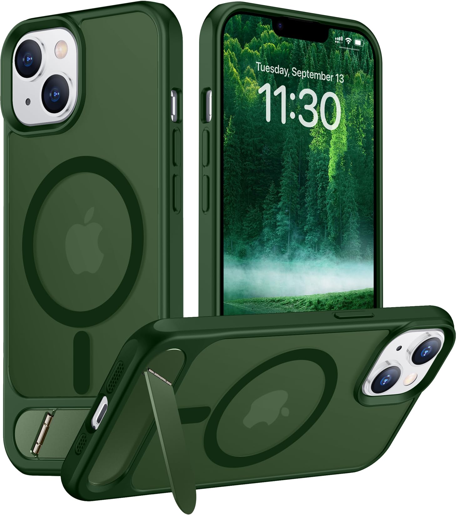 Temdan Magnetic Compatible with iPhone 14 Case/iPhone 13 Case,[Built-in Invisible Kickstand][Compatible with MagSafe][Military Grade Shockproof] Slim Translucent Matte Phone Case for iPhone 14/13 6.1"