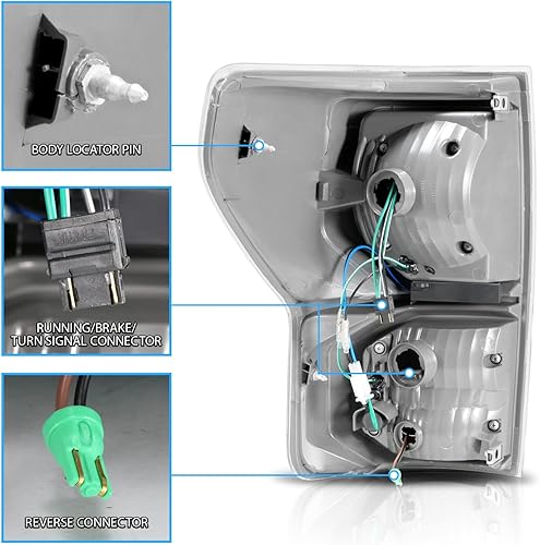 Miniatura 6 de AmeriLite para camioneta Toyota Tundra 2007-2013, cristal negro Full LED Faros traseros dobles tipo C de tubo de repuesto, lámpara de freno, par -