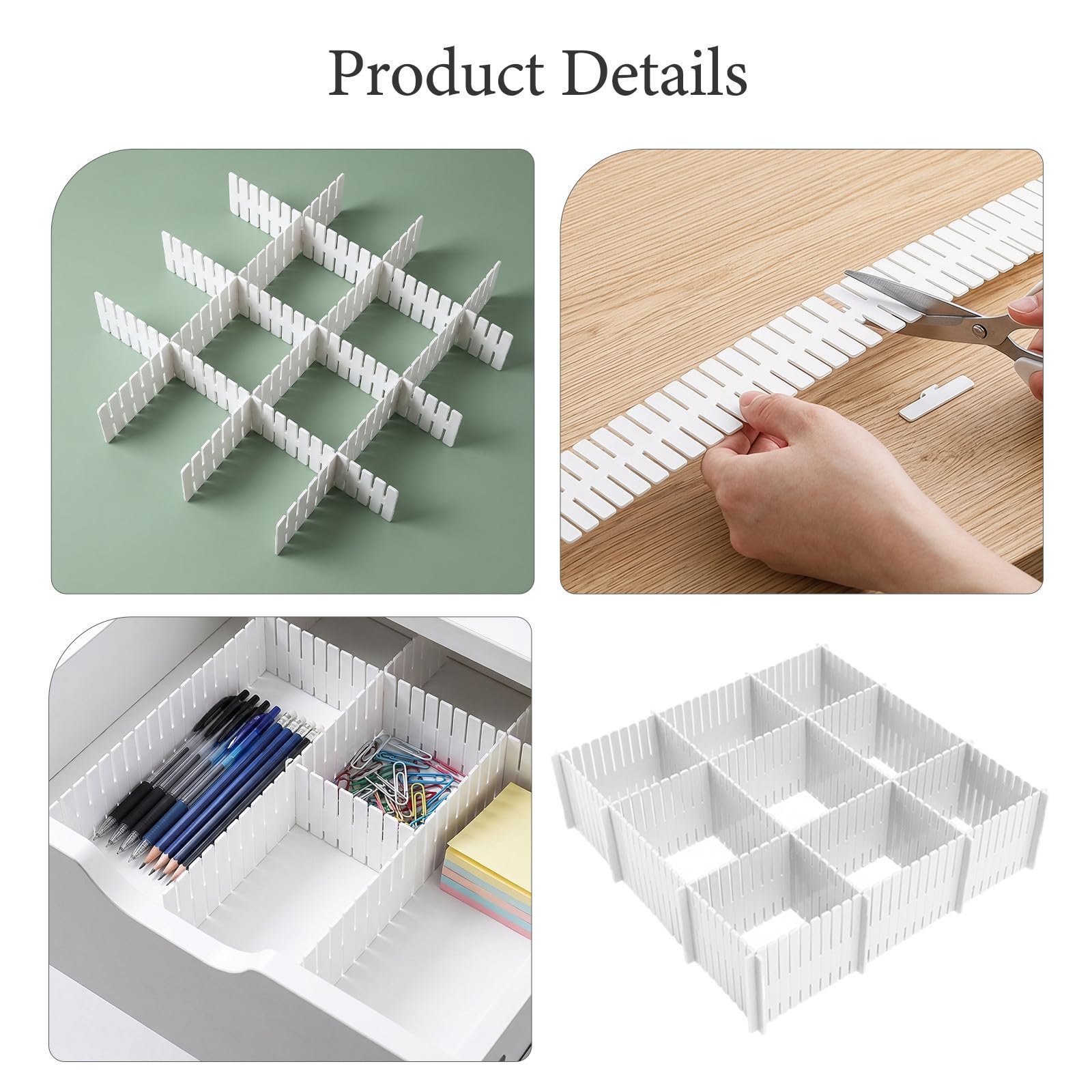 SHINEOFI 20 Unidades Separadores Modulares de Cajones de Pp Blanco, Organizador Resistente y Fácil de Mantener para Ropa y Calcetines en Dormitorio