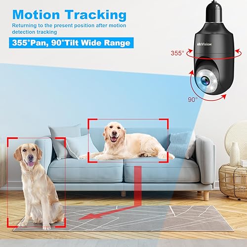 Miniatura 3 de AlkiVision Cámara de seguridad inalámbrica con bombilla 2K para exteriores, cámaras de detección de movimiento AI de 360 para seguridad del hogar