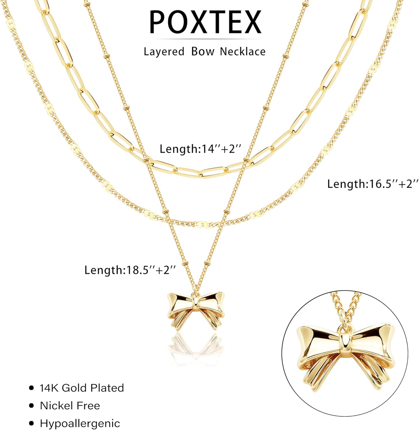 Layered Gold Necklaces for Women, Stackable Dainty 14K Gold Silver Plated Trendy Simple Heart Diamond Cross Bow Circle Pendant Paperclip Choker Dot Chain Necklace,Jewelry Set Gifts for Women - Image 5