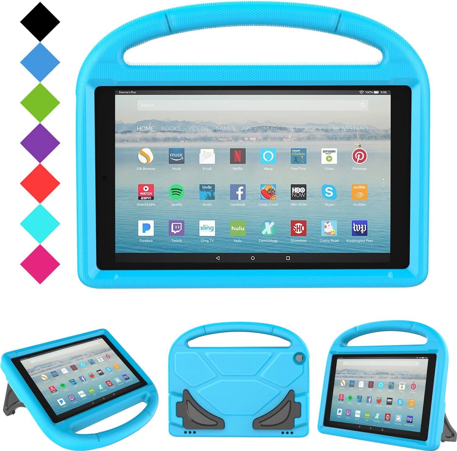 All-New Fire HD 10 2019/2017 Tablet Case - TIRIN Light Weight Shock Proof Handle Stand Kids Friendly Case for Fire HD 10.1 Inch Tablet (9th/7th Generation, 2019/2017 Release), Blue