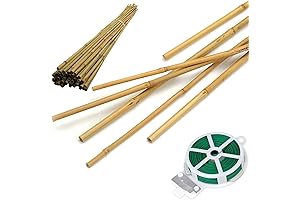 HOPELF 50 Pack 3ft Bamboo Plant Stakes for Wood Garden Sticks