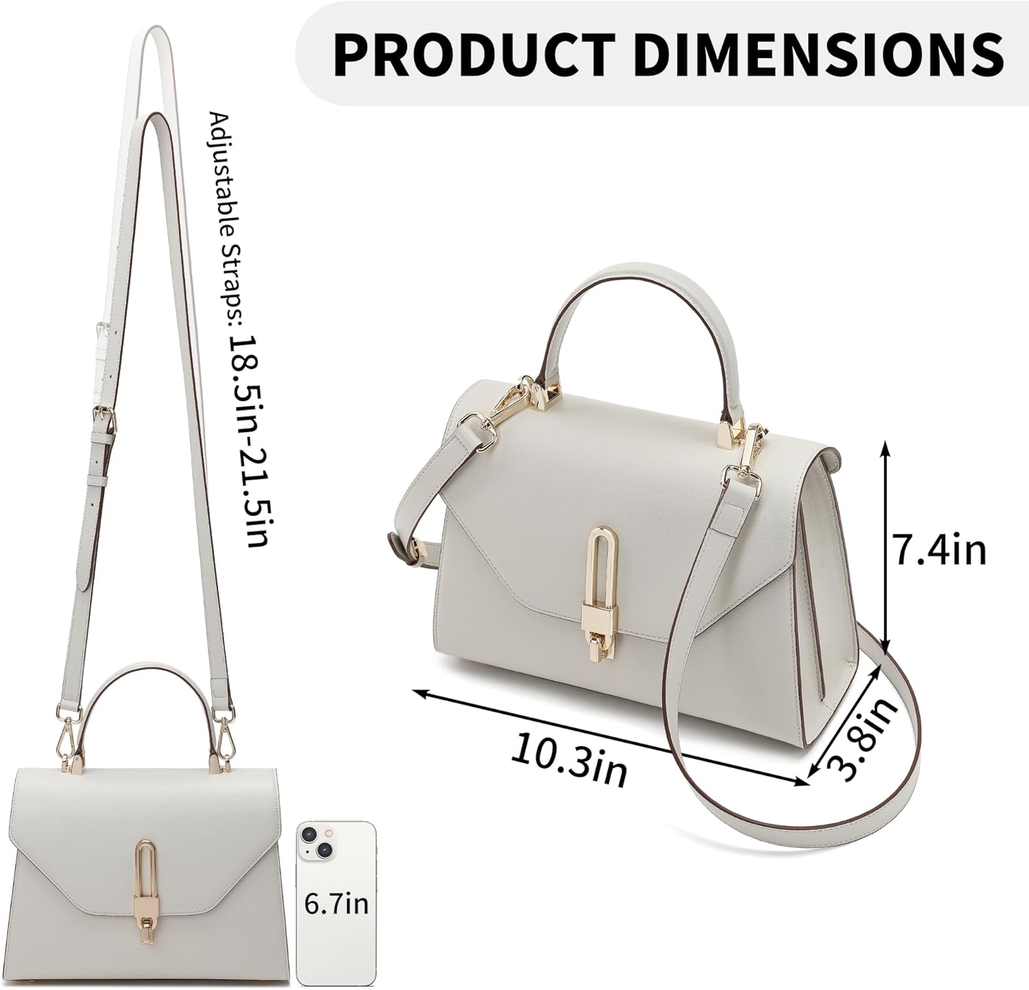 Top Handle Bag Fashion Leather Satchel Bag for Ladies, Zipper Pocket, Metal,Leather tote bag for Women. - Image 6