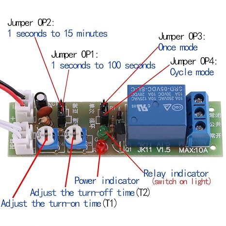 Fdit 1pc Adjustable Switch Cycle Timer Delay On/Off Switch Relay Module (DC12V,0-60min)