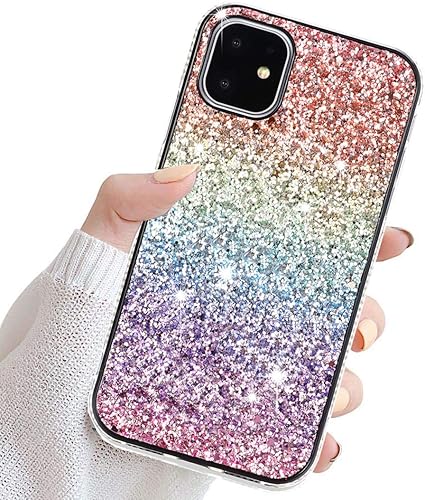 Miniatura 3 de Funda compatible con iPhone 8 Plus7 Plus, funda protectora gradual de arcoíris brillante de lujo con diamantes brillantes de TPU suave para iPhone 8
