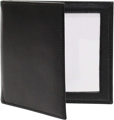 Marco de fotos de cuero cuadrado doble 4x4 - negro