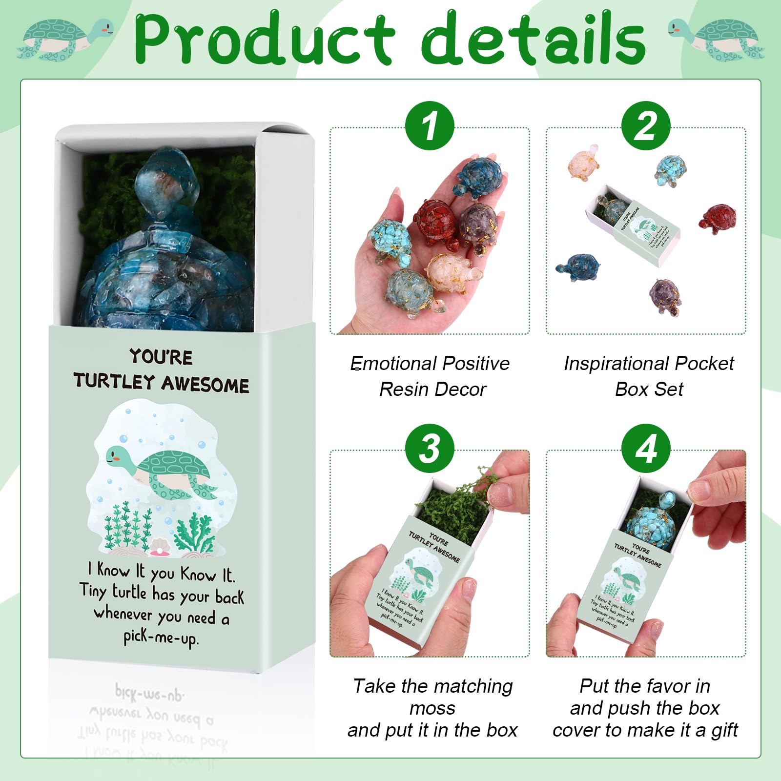 SevenMye 6 Sets Employee Appreciation Gifts You're Turtley Awesome Crystal Turtles Emotional Turtle Boxs Thank You Gifts for Coworker Staff Volunteer Teacher Volunteer Pocket Favor Gift - Image 3