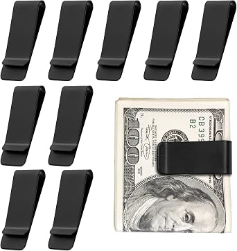 Philbinden 10Pcs Stainless Steel Money Clip Silver Slim Cash Clip for Men, Metal Money Clips Minimalist Pocket Cash Wallet