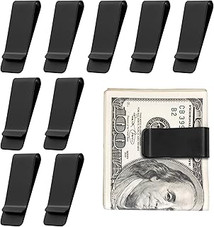 10Pcs Stainless Steel Money Clip Silver Slim Cash Clip for Men, Metal Money Clips