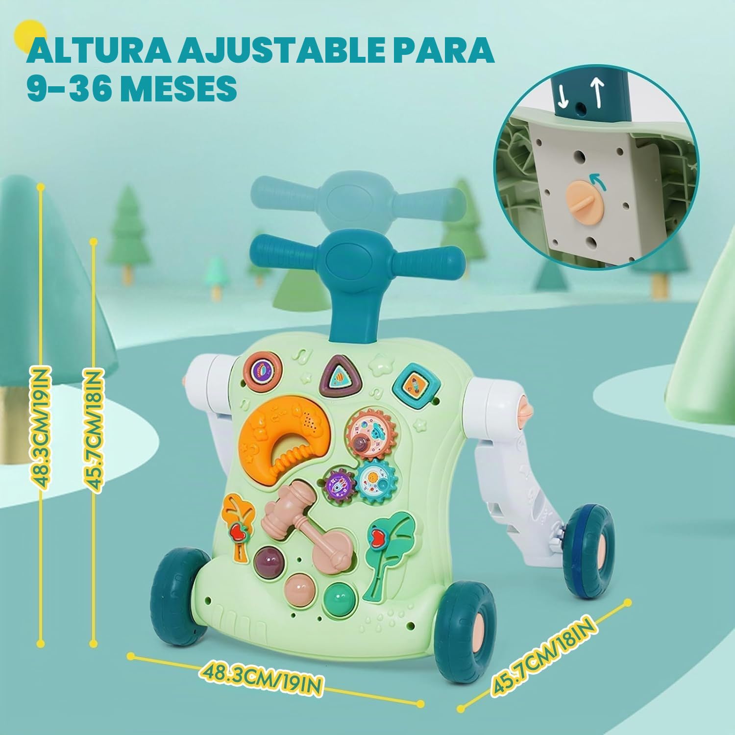 Andador Bebés,6 en 1 Caminador Bebe de juguetes de entretenimiento,Ruedas con velocidad regulable,Tablero de Juego Extraíble,para bebés de 12 a 36 meses