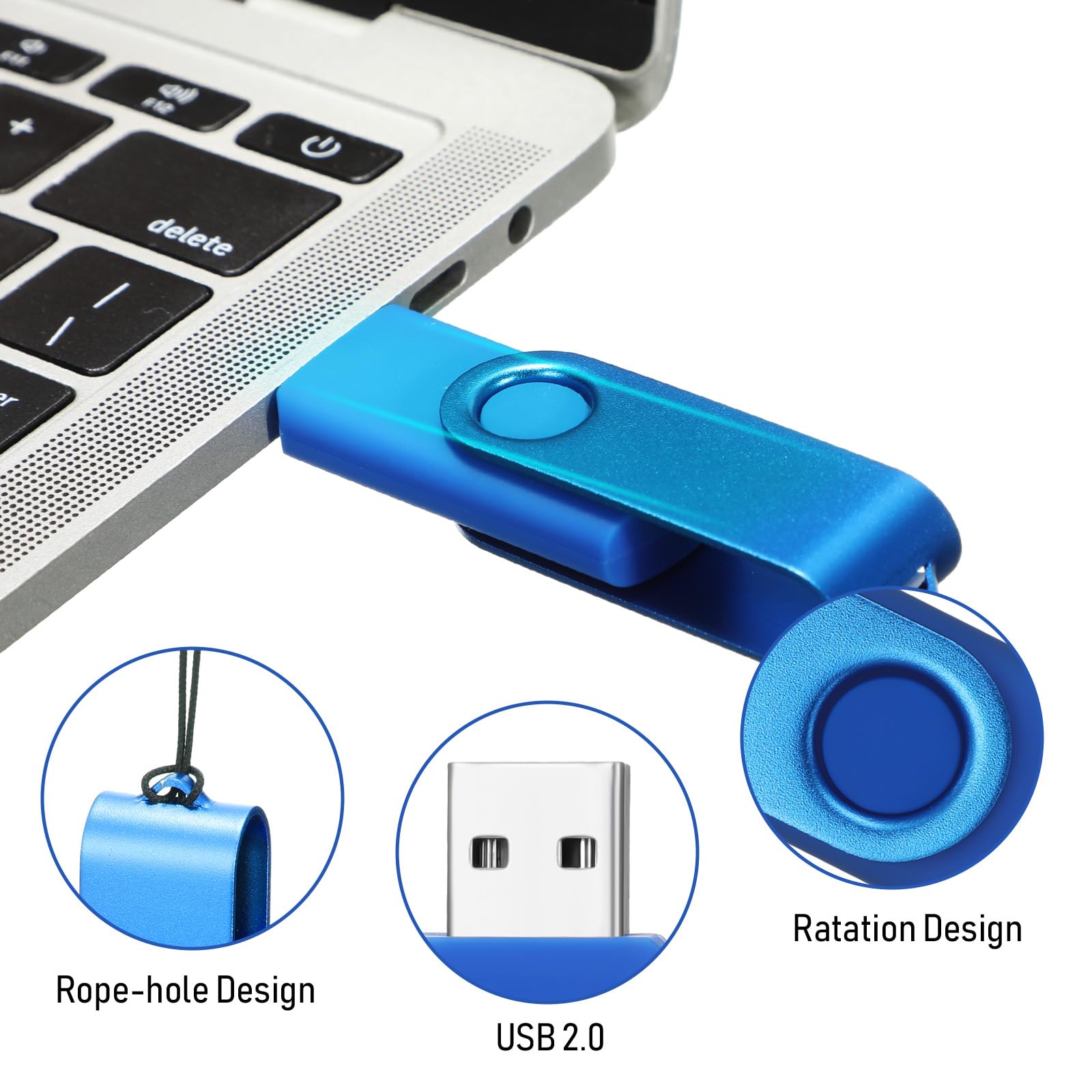 Kanayu Confezione da 100 chiavette USB da 16 GB, 2.0, con luce LED, portatile, per archiviazione dati, PC, computer, laptop, ufficio, scuola (blu)
