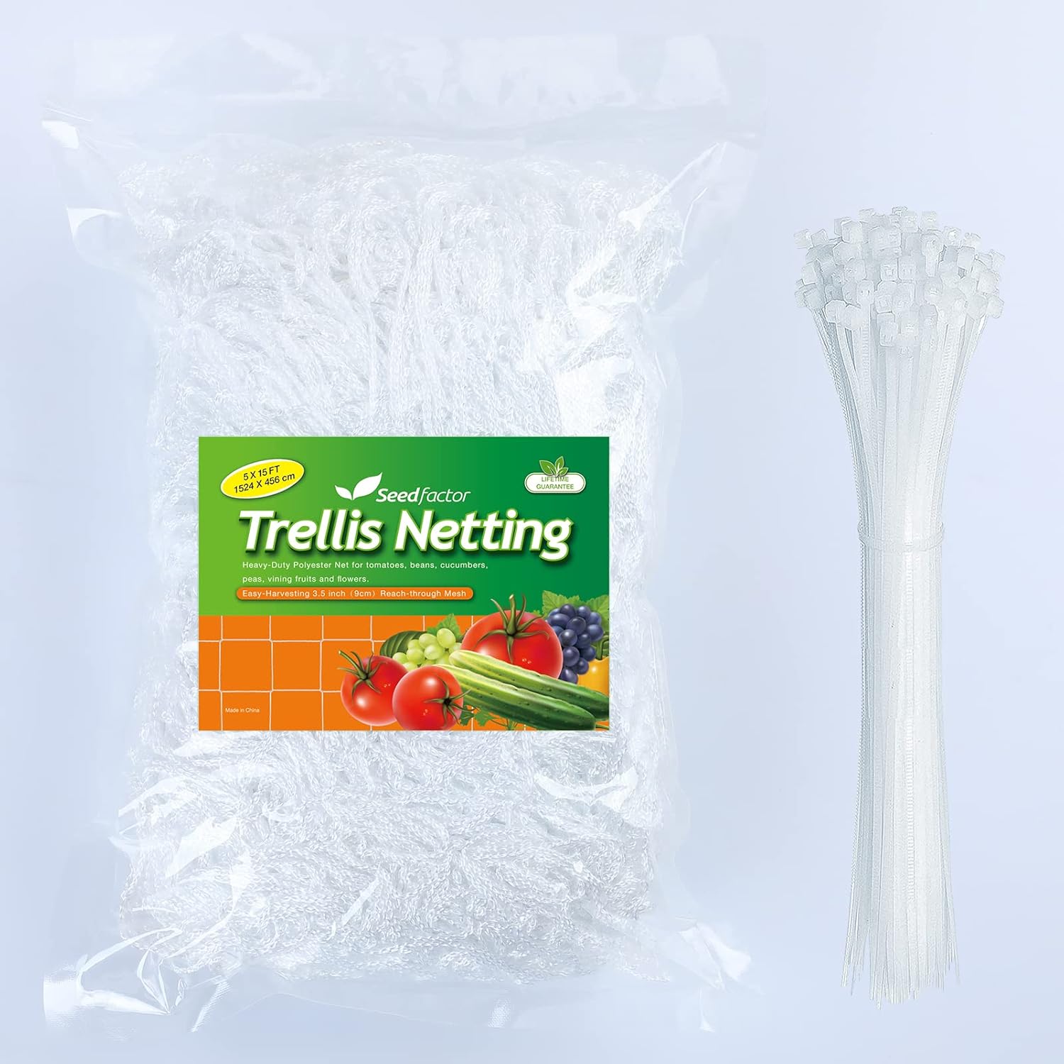 Seedfactor 5 x 15 ft. Plant Trellis Netting, HeavyDuty