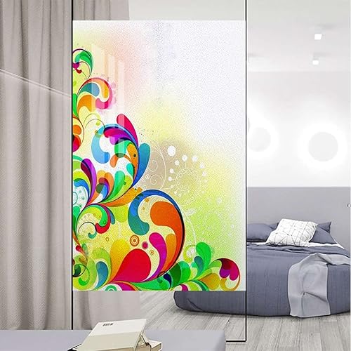 Adhesivo para ventana de color naranja y azul película de vidrio no adhesiva gotas de lluvia en diferentes tamaños en colores degradados película de