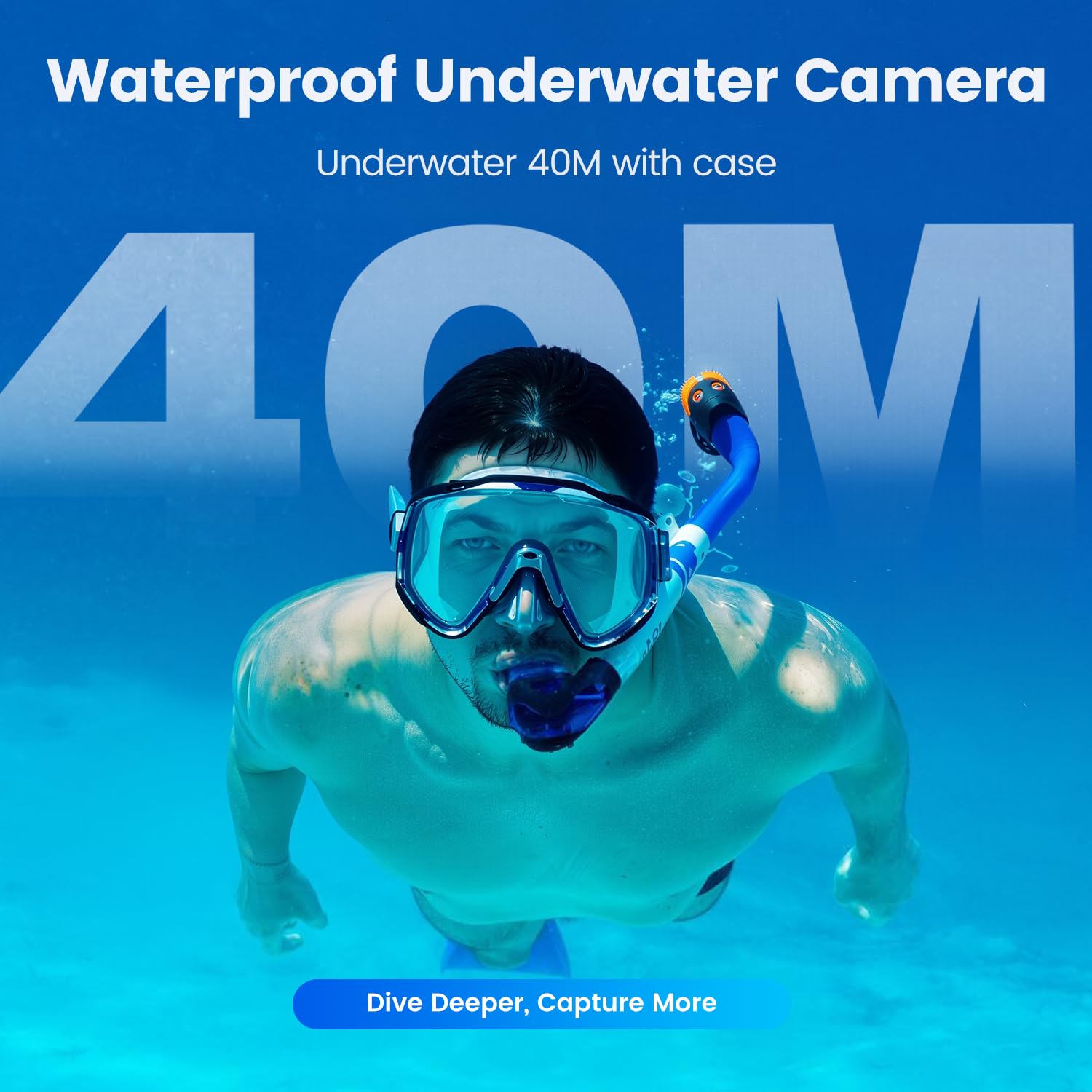 Touchscreen 4K60FPS Action Cam mit 64G Karte, 40M Unterwasserkamera 48MP HD WiFi Kamera mit EIS 8X Zoom Wasserdicht Actionkameras Weitwinkel Sportkamera mit 2 * 1350 mAh Akkus