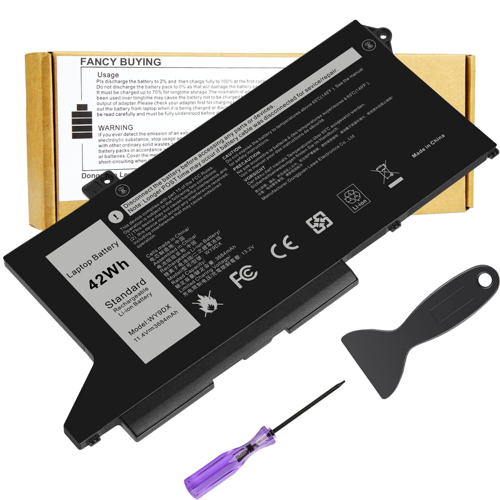 42Wh WY9DX Battery Replacement for Dell Latitude 14 5420 15 5520 Precision 15 3560 Series P137G P137G001 P104F P104F001 P104F002 1K2CF 01K2CF M3KCN 75X16 075X16 WK3F1 005R42 0WK3F1 0M3KCN