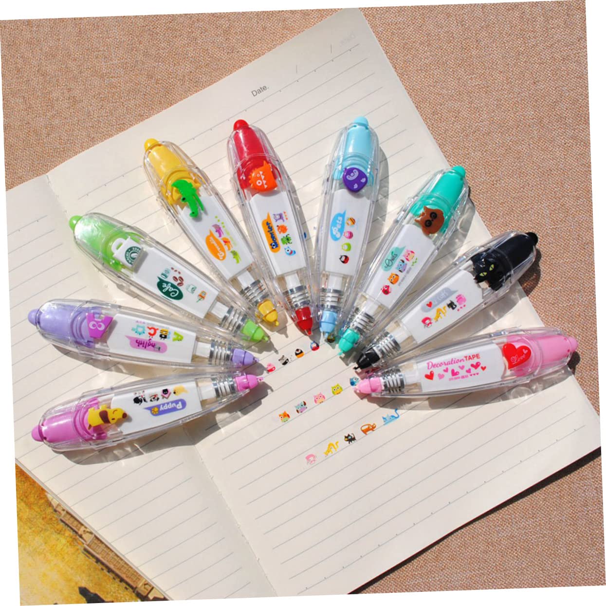 Lurrose 15stücke Korrekturband Mit Niedlichen Designs Druck-korrekturroller Für Scrapbooking Und Bürobedarf Zufällige Farben