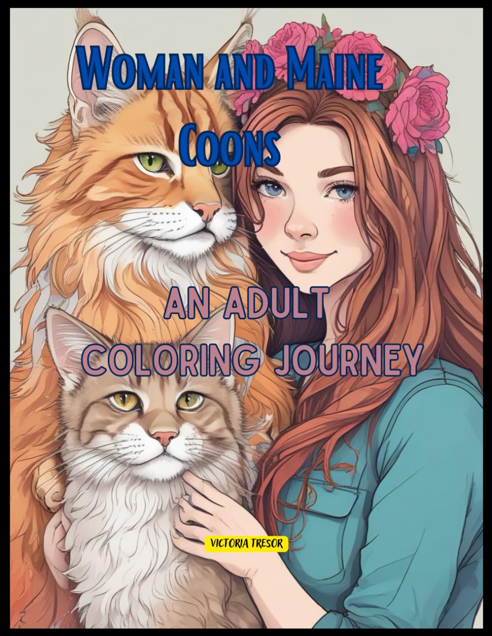 Woman and Maine Coons An Adult Coloring Journey: Woman and Maine Coons Adult Coloring book