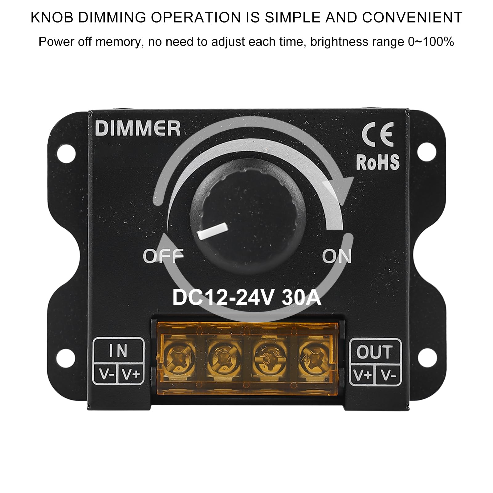 Dinuy Dimmer PWM 12-48VDC / 8A inbouw voor pulsdrukker - Dirks Lichtadvies