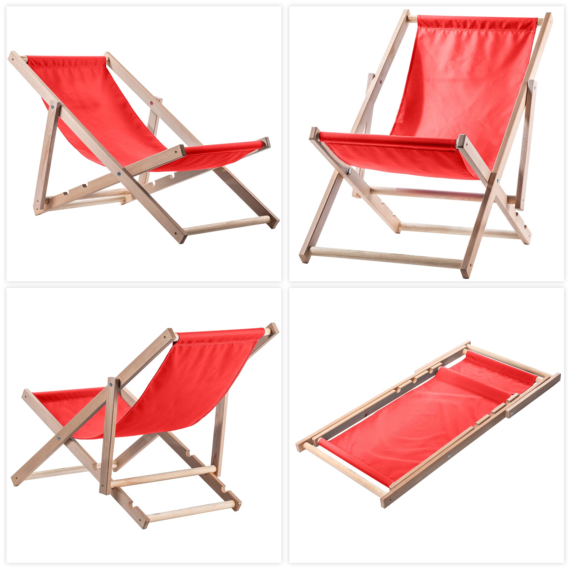 KADAX Table pliante avec 2 chaises longues, petite table de jardin en bois, table d'appoint pour balcon et jardin, petite table basse pliable (rouge)