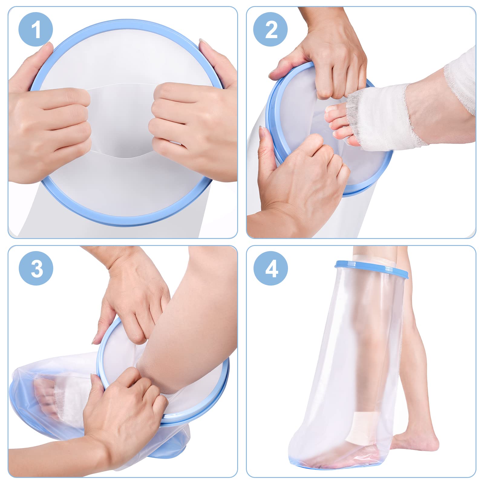 Fasola Protector Escayola Pierna Antideslizante Adulto, Funda Pierna Escayola Ducha Reutilizable Para Muslo, Pierna, Rodilla, Pie, Cubre Escayola Pierna Mantenga el Vendaje Seco Durante el Baño