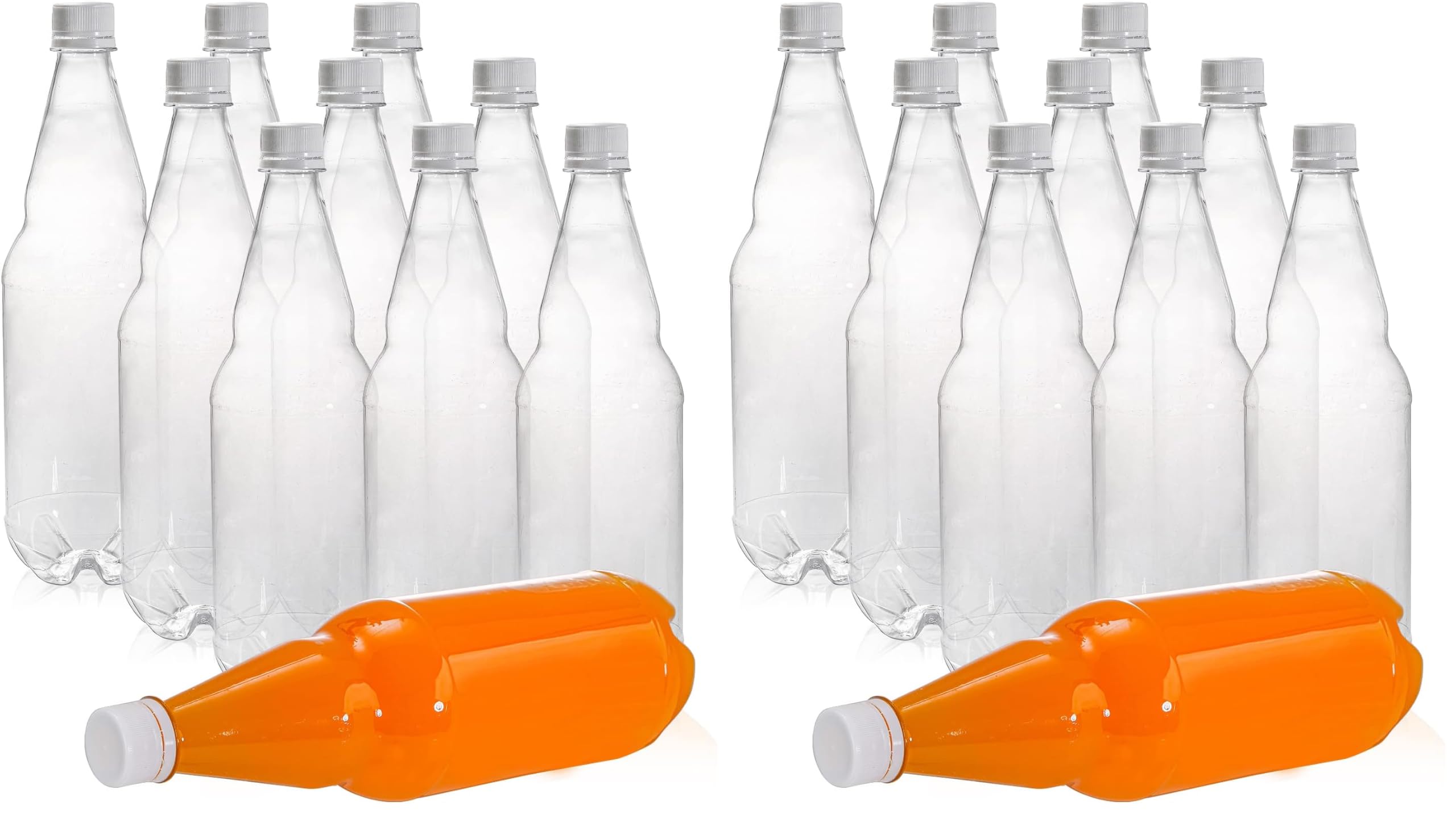 Hiceeden 10 Pcs 33 oz Plastic Soda Bottles with Caps, 1L Disposable Long Neck Wine Bottles with Lid, Reusable Empty Plastic Bottle for Beverage, Liquor, Beer, Milk, Juices, Smoothies (Pack of 2)