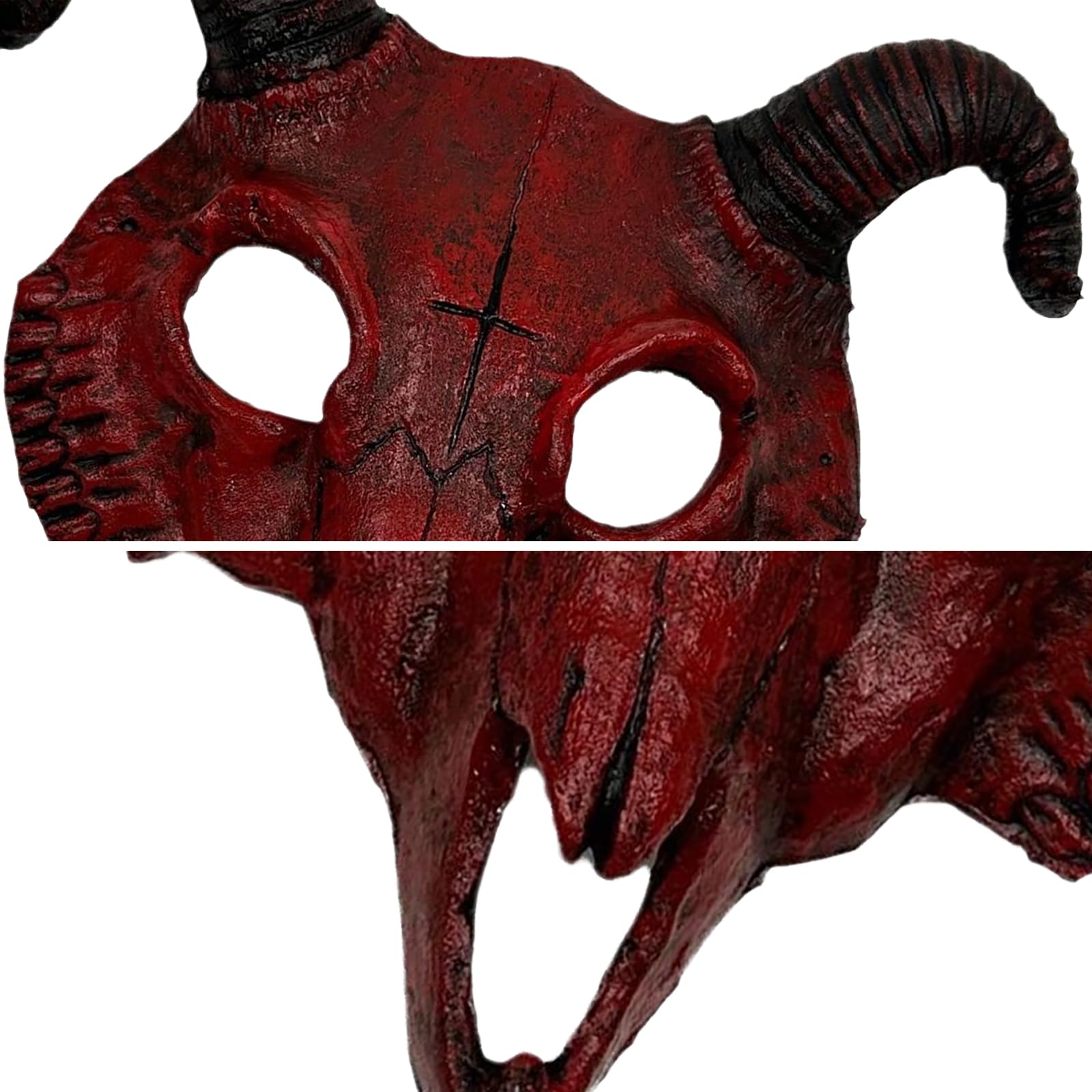 TINAYAUE Unisex Goat Skull Mask Scary Halloween Masks Lifelike Sheep Horns PU Devil Mask for Women Men Carnival Animal Theme Party Cosplay Costume Accessories - Image 3