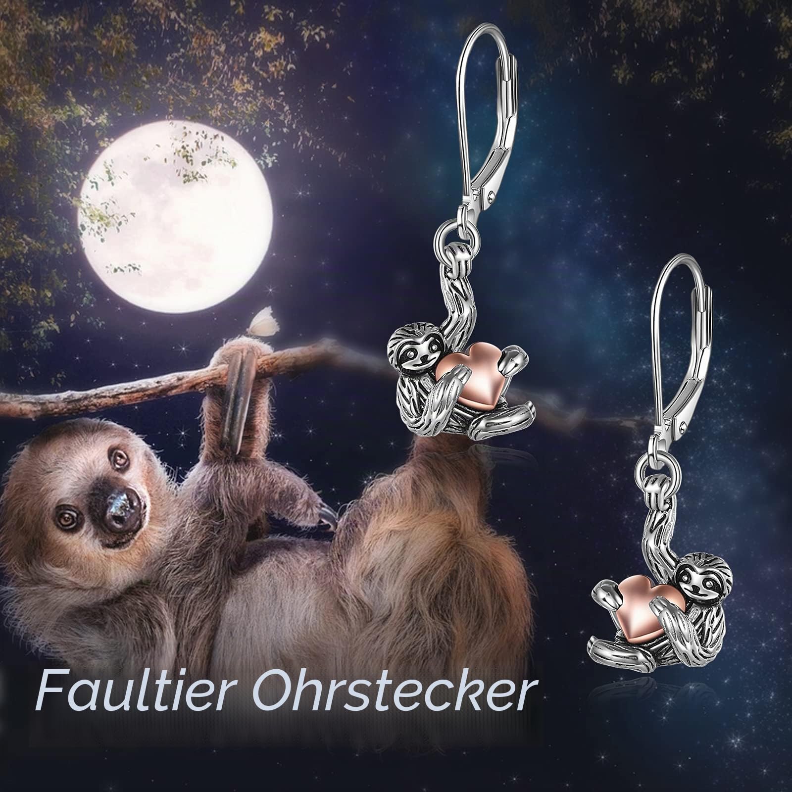 Faultier Geschenke Ohrringe Sterling Silber Faultier Baumeln Ohrringe Faultier Schmuck für Frauen Mädchen Geschenke