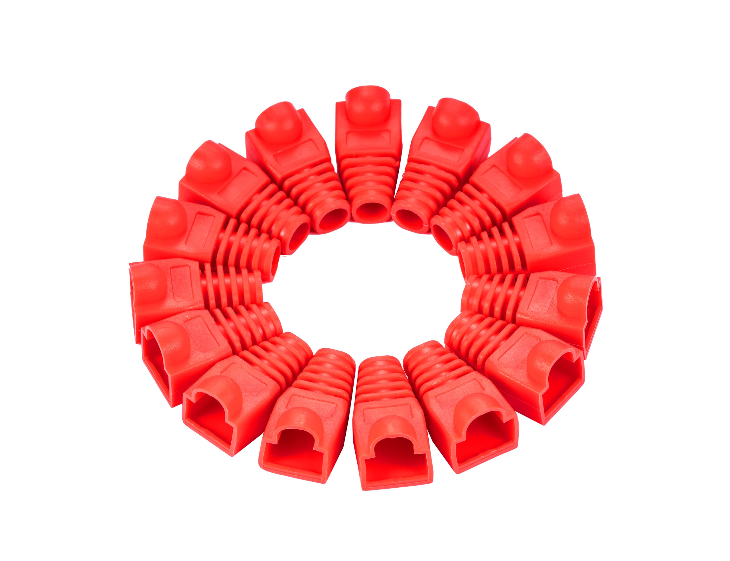 RJ45 Cat5e Cat6 Ethernet Network Cable Boot Cover Strain Relief Connector Protection 100 Pack (Red)
