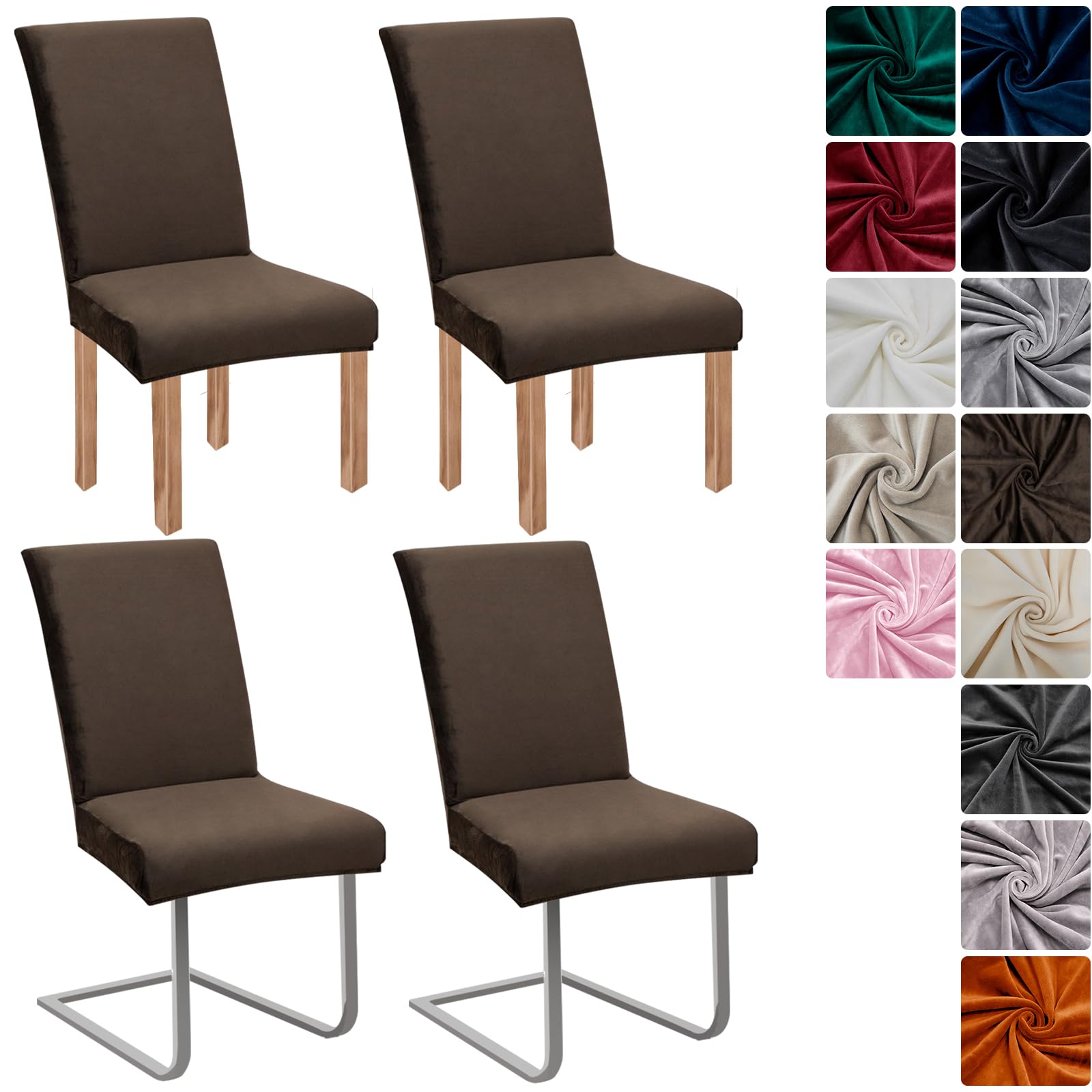 jabeick Stretch Samt Stuhlhussen Velvet/Velour Stuhlbezug Schwingstuhl Elastische Hussen Waschbarer Stühle Schutz für Küche
