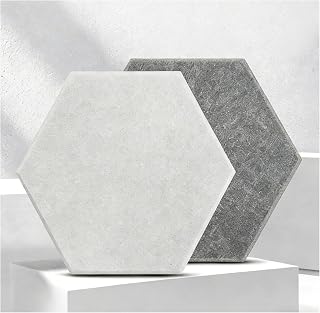 10 Pack Hexagon Acoustic Panels – Stop Echo & Reverb for Voice Recording, 9mm High-Density Sound Absorbing Wall Tiles for Piano Practice, Recording Studio & Podcast Setup,White+Dark Gray(5+5),30cm1