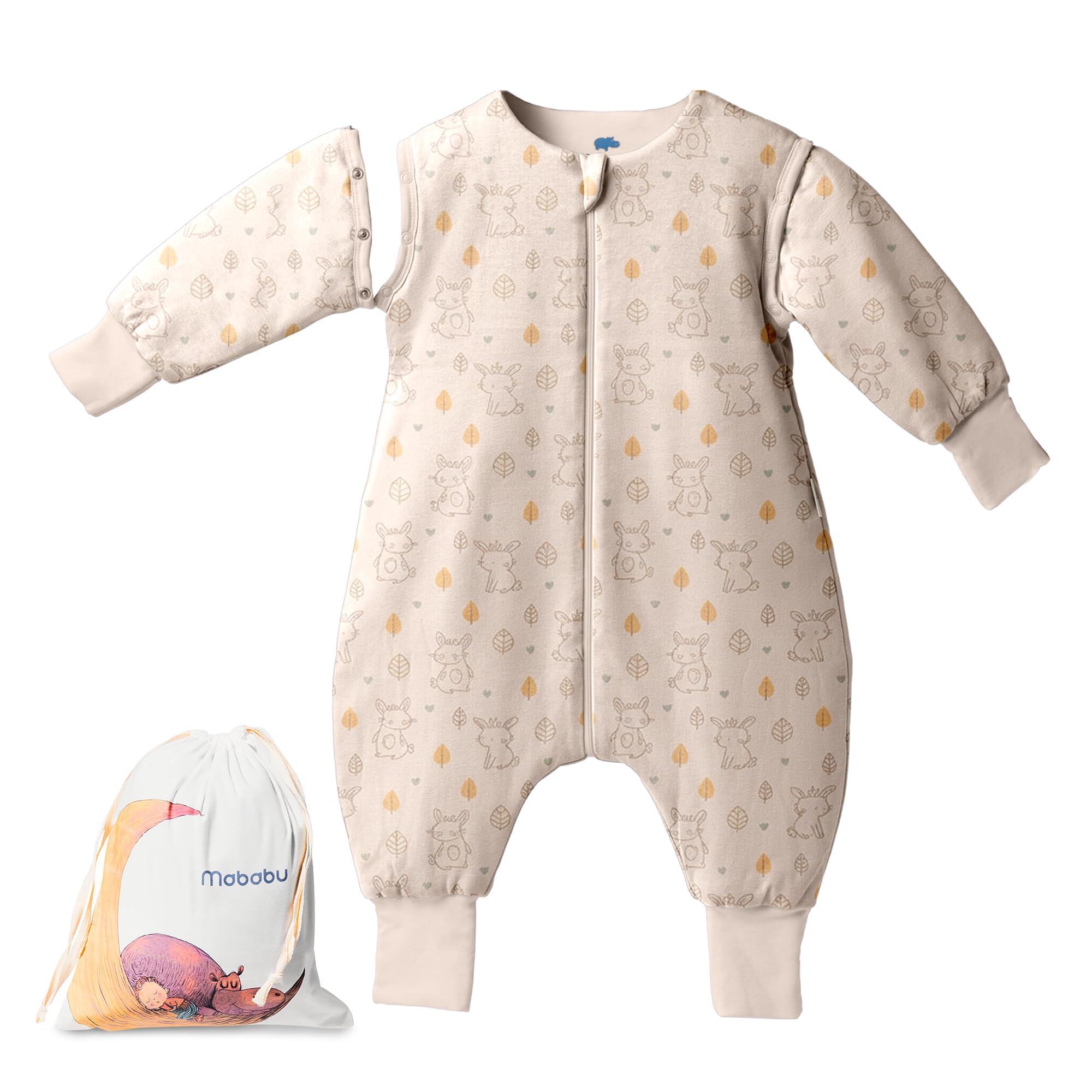 Sacco nanna con piedini 1.5 TOG mezza stagione | Primavera e autunno, maniche rimovibili, leggera imbottitura, polsini risvoltabili, cerniera imbottita, OEKO-TEX STANDARD 100