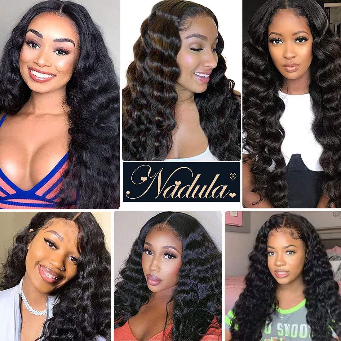 Nadula 8A Brazilian Loose Deep Wave Hair 3 Bundles 100% Unprocessed Virgin Loose Deep Wave Hair Weave Natural Color (18 20 22)