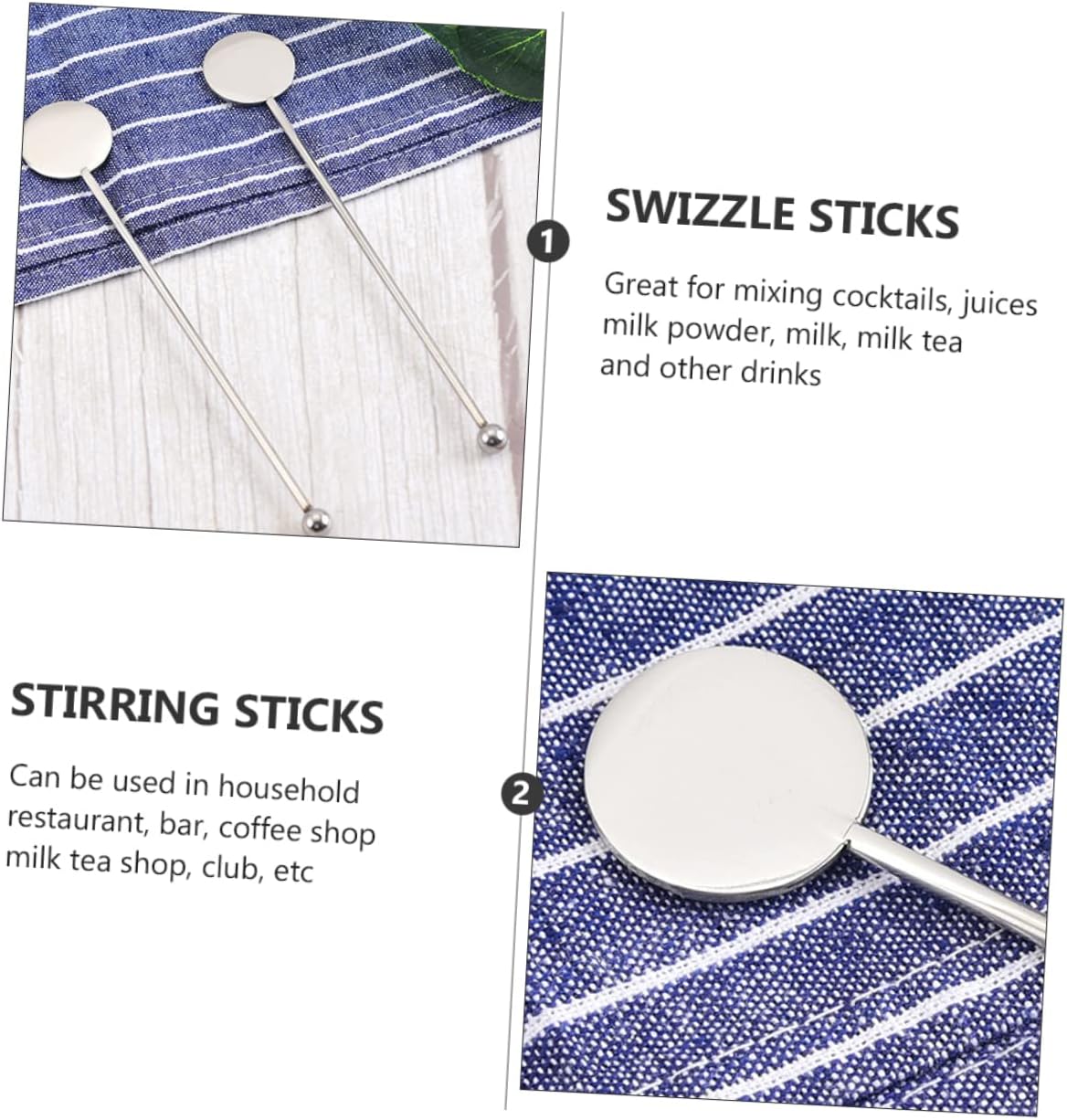 10pcs Multi-use Cold Drink Swizzle Sticks Long Stirring Spoon for Cocktails Milk Powder Sticks