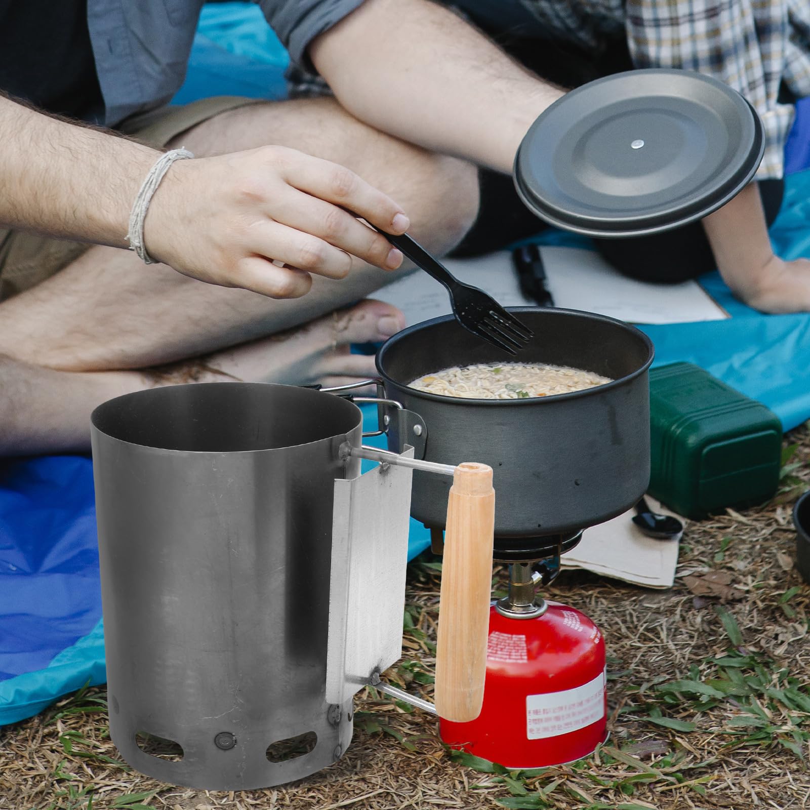 Grillkohle Anzündkamin Weiß aus Eisen für Effiziente Zündung | Outdoor Aktivitäten und Camping, Leicht zu Tragen, Kaminzubehör für Feuerschalen