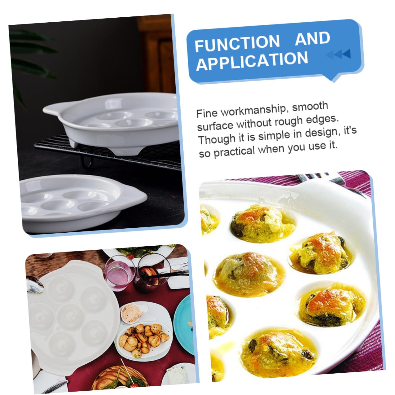 DOITOOL 2 Stück Weiße Keramik Schneckenplatte mit Griff Hitzebeständige und Stabile Auflaufform für Backofen als Backzubehör für Kreative Schneckenrezepte