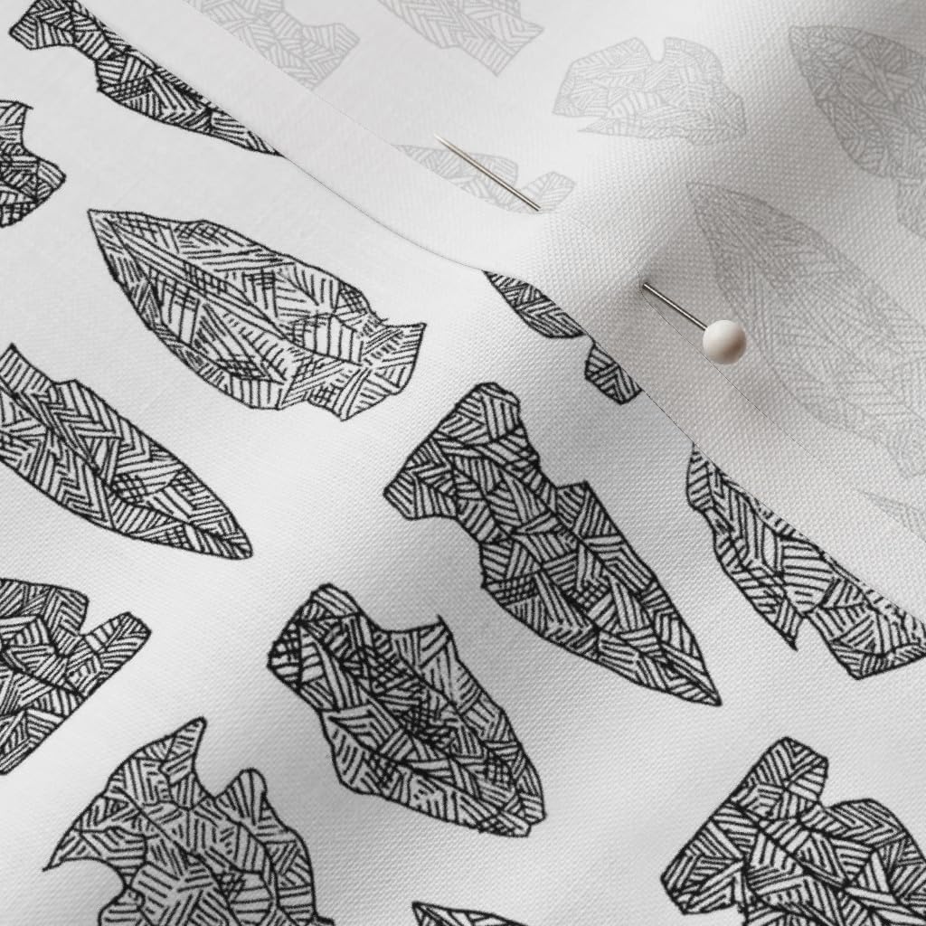 Spoonflower Fabric - Black White Arrow Sketch Grayscale Boho Southwestern Abstract Printed on Petal Signature Cotton Fabric by The Yard - Sewing Quilting Apparel Crafts Decor