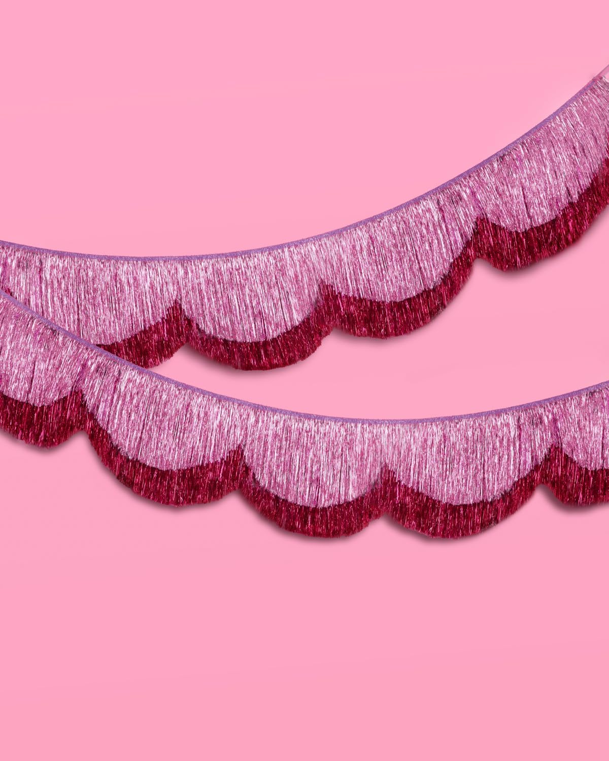xo, Fetti Pink Scalloped Layered Fringe Banner - 5 Ft. | Bachelorette Party Decorations, Birthday Party Decor, HBD Decor, Photo Booth Banner Backdrop