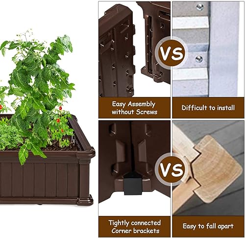 Miniatura 6 de Giantex Cama de jardín elevada, maceta para verduras de flores, caja de plantas al aire libre, patio trasero, fácil montaje (48.5 pulgadas de largo