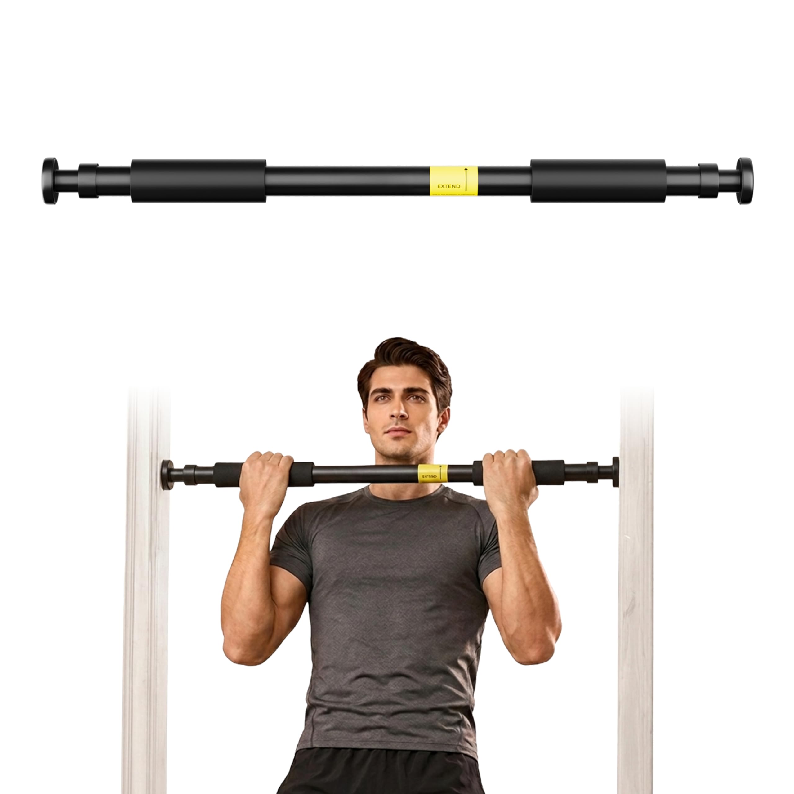 Cult Adjustable Pull-Up Bar for Doorway | Heavy-Duty Steel | Multi-Grip Home Gym Bar for Pull Ups, Chin Ups & Core Workout | Size - 60-100 cm-image-13