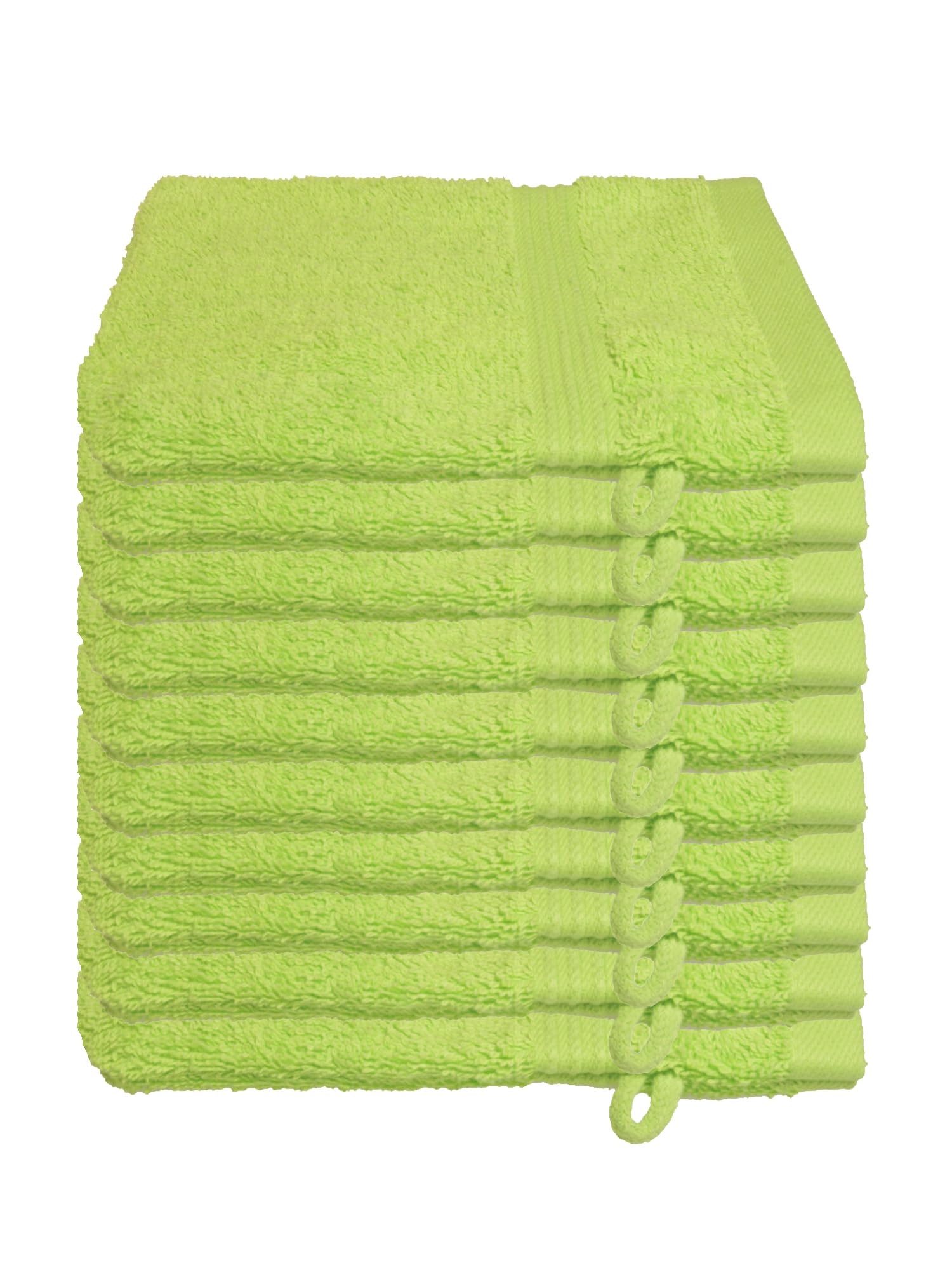 Julie Julsen 10er Pack Waschhandschuhe Chemikalien-Frei 600g/m² Apfelgrün 15 x 21 cm 100% Baumwolle - Oeko TEX Std 100 Zertifizierung - Weich und Saugstark - Waschmaschinenfest