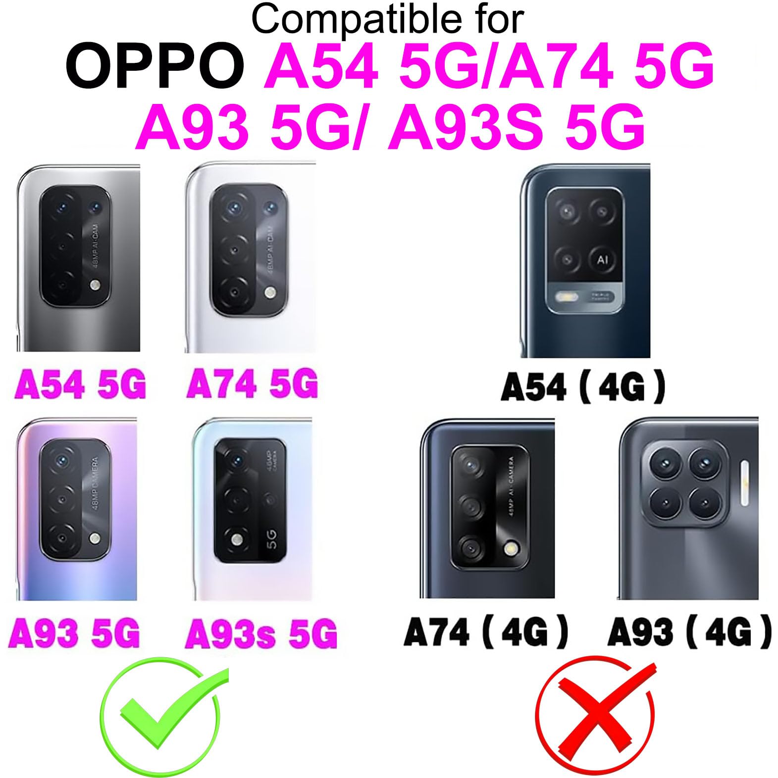 Fertuo Cover per OPPO A74 5G / OPPO A54 5G, Custodia Portafoglio a Libro in Pelle Flip