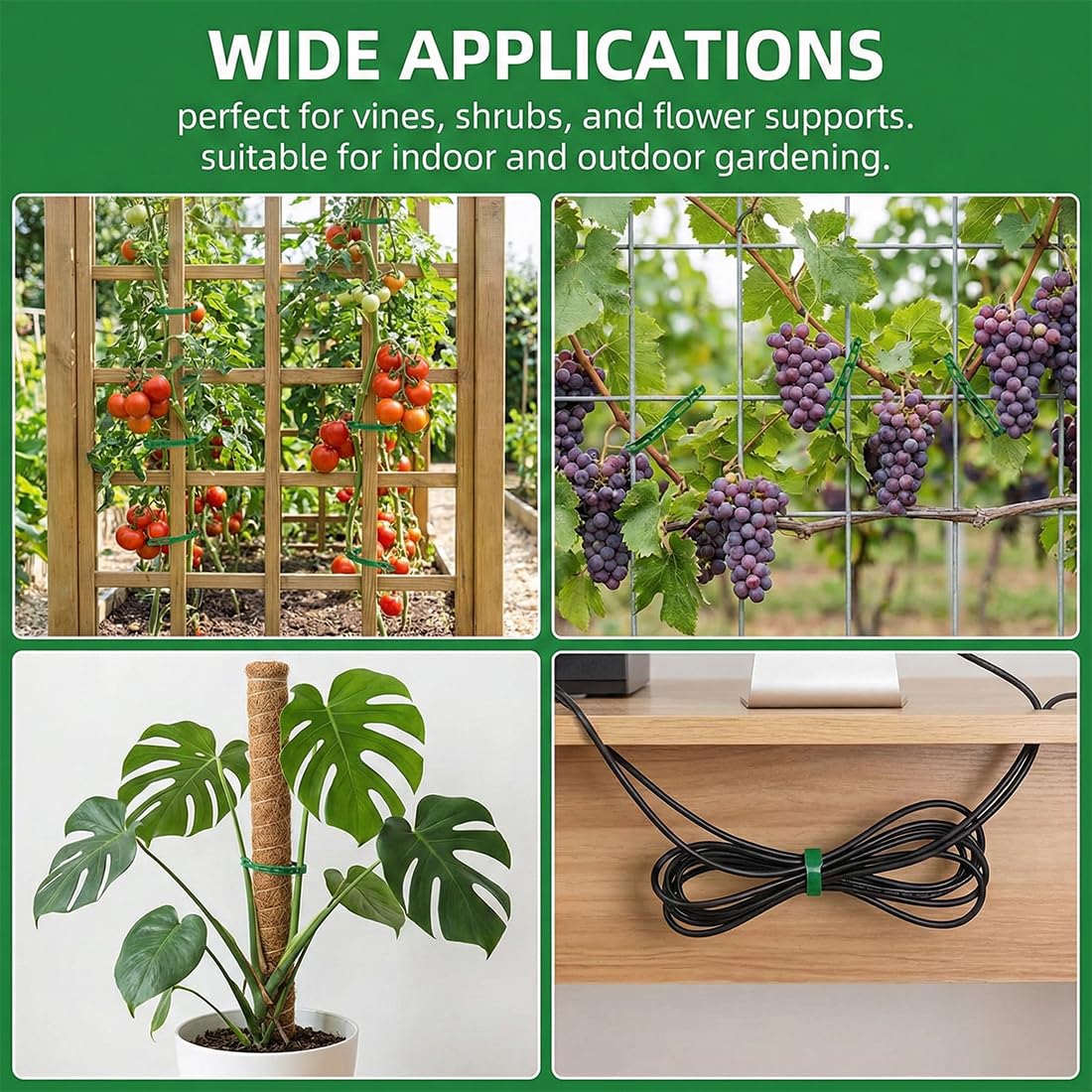 100 pièces Attache de Plante Liens Réglables de Jardinage, Attache Plante Grimpante, Accroche Plante Grimpante, Fixation Serrage, Attaches De Torsion En Plastique Flexible (13 cm)